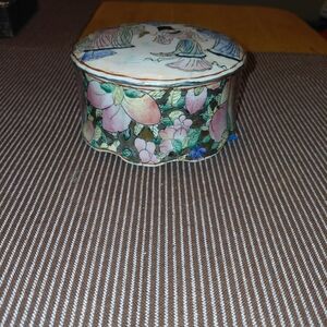 Source Unknown Multicolor Floral Ceramic Box
